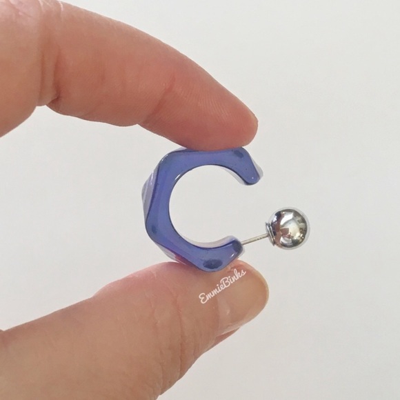 ✨3for$38 New Zara Translucent Chunky Hoop Ball Back Earrings - Picture 5 of 16